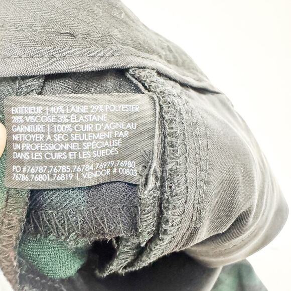 Club Monaco Plaid Patterned Straight Leg Green Slack Pants Leather Banded Size 4 - Picture 8 of 10